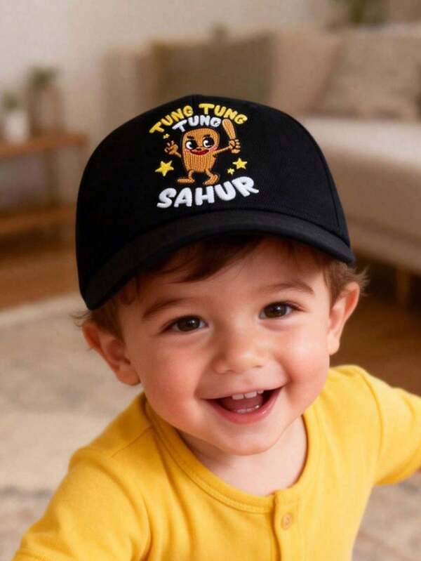 1pc Random Solid Color Children's Hat, Black Baseball Cap, Italian Stroke Meme Game Kids Cap, Essential For Children's Day, Back To School Student Youth Sun Hat, Valentine's Day Gift, Summer Beach, Toddler Boys Girls Summer Wear