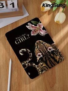 Kingsung Ốp máy tính bảng họa tiết da báo và hoa dâm bụt, tương thích với iPad 9.7/10.2/10.5/10.9/12.9/Pro 11, thế hệ thứ 10, tương thích với Samsung Galaxy Tab S6 Lite 10.4 inch, tương thích với Kindle Paperwhite thế hệ thứ 12 năm 2024, Kindle (thế hệ thứ 11) phiên bản 2022, mềm mại và chống rơi vỡ, chân đế thông minh/tự động bật/tắt màn hình. - Nhiều màu - Xem 3