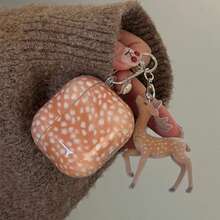 Estuche para auriculares con diseño lindo de ciervo naranja y colgante de ciervo compatible con Pro 2, estuche minimalista adorable para Apple 3, 1/2 generación, adecuado para mujeres - Naranja - Ver 5