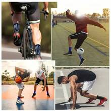 6 Pair Of Unisex Anti Odor & Sweat Absorption Crew Grip Socks With Anti Slip Silicone Thicken Bottom Tubesocks For Football Soccer Basketball Tennis Cycling - 2 pairs red + 2 pairs black + 2 pairs white - 查看 6