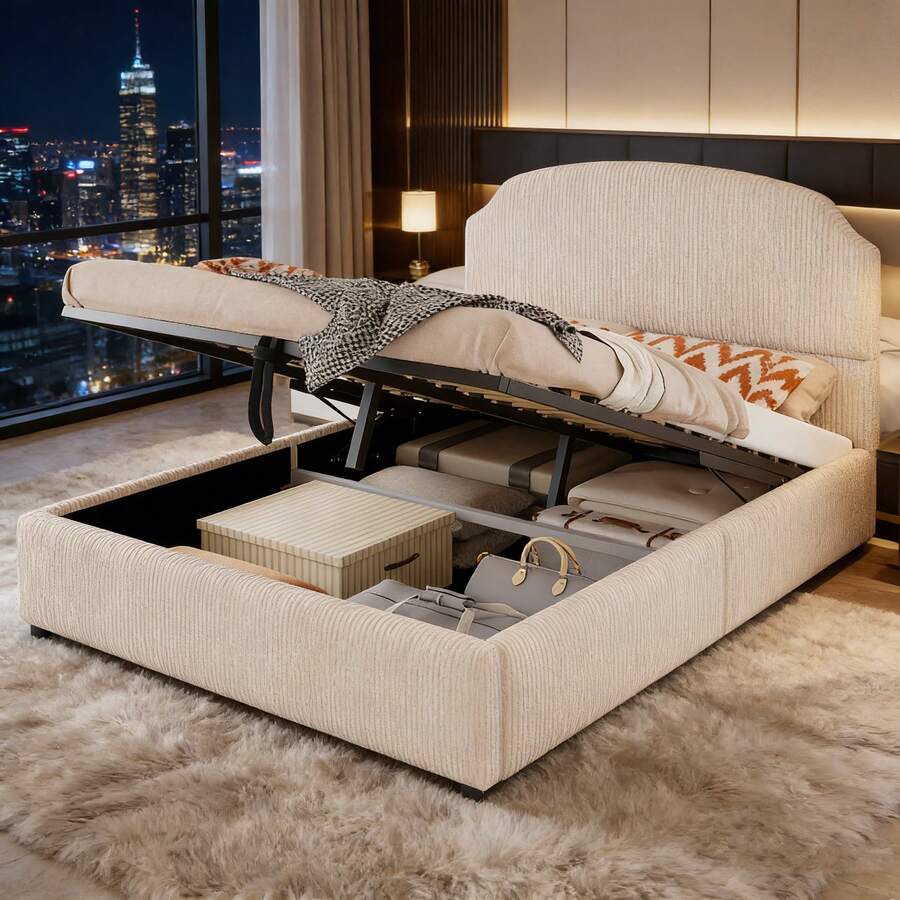 Bed Bases & Foundations - Beige + Upholstered + 140cm*200cm - View 1