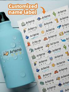 Adesivos personalizados com nome (1-240 unidades) - Adesivos transparentes, à prova d'água e de óleo, com estampas, reutilizáveis, que não precisam ser passados a ferro. Ideais para casa, escritório, dormitório, acampamento de verão, lápis, borrachas, estojos e materiais escolares. - Multicolorido - Ver 1