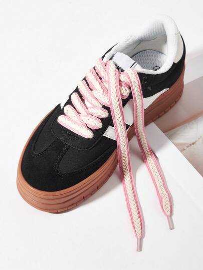 1 Pair 120CM Pink & White Fashionable Durable Wheat Ear Style Woven Shoelaces - Woven Fiber Shoelaces Suitable For Sneakers, Boots And Ice Skates, Fashion Shoe Accessories/Shoelaces Only, Shoes Not Included