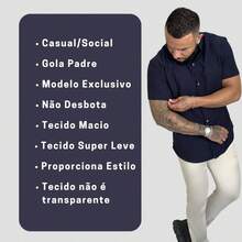 Men's Shirt Priest Collar Short Sleeve Premium Quality Social Casual - Blanco - Ver 6