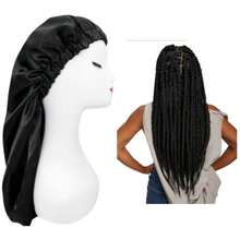 touca de cetim toca de cetim touca gigante touca  cacheada touca box dread trancas - Preto - Visão 1