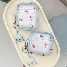 Lucky Koi Fish Earphone Case, With Pendant, Compatible With Apple 1/2/3/4/Pro/Pro2/Pro3 Protective Case, Slim-Fit Earphone Cover, Anti-Drop Earphone Protective Case - Clear - View 4