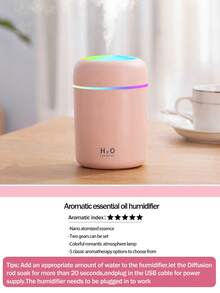 1pc 300ml Colorful Humidifier, USB Powered, With Cool Mist And Bright Ambient Light, 2 Working Modes, Auto Shut-Off, Quiet Mist, Electric Air Humidifier, Bedroom Decor Gift, Home Air Freshener, Suitable For Room Decor, Office, Living Room, Desk, Car, An Ideal Gift For Her, For Daily Air Humidifying, Refilling And Anti-Drying - 多色 - 查看 27