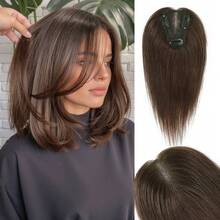 10英寸真发假发片，适合头发稀疏的女性，无刘海，适合头顶区域 - 彩色 - 查看 7