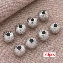 30颗磨砂圆形黄铜珠，18K镀金，3/4/5/6毫米金属球珠，散珠隔珠，适用于珠宝制作，如手链、项链、耳环等工艺品。 - 彩色 - 查看 18