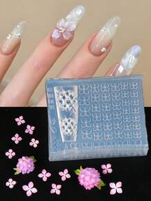 1pc Floral Silicone Nail Art Mold, High Relief Wedding Hydrangea Template, Reusable Gel Nail Stamping Tool, DIY Nail Salon Supplies - Clear - View 2