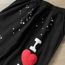 Sp5der I Heart SP5 Souvenir Hoodie Black And Matching Sweatpants Set | Premium Heavyweight Layering Outerwear |Unisex For Both Men And Women | Perfect Streetwear Set | Loungewear And Daily Casual Wear Set - Quần đen - Xem 6