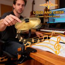 Mini Clip-On Desktop Cymbal, Mini Desk Drum For Music Lovers, Relieve Your Work & Study Stress With Fun Gold Percussion Accessory, Easy Installation For Most Desk Types - Vàng - Xem 7