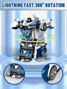 1pc Remote Control Transforming Car, Transforming Robot Toy With Remote Controller, 360° Drifting, Dynamic Lighting, Plastic Material, Button Control, Battery Powered, Suitable As Cool Christmas And Halloween Gift. 2.4Ghz Remote Control Car, One-Key Auto Transformation Robot, With Lights LED Lighting, One-Key Transformation And 360° Rotation Drift, Transforming Toy For Children 5-6-7-9+ Years Old Boys/Girls, A Birthday Surprise Gift And Christmas Gift - Multicolor - View 3