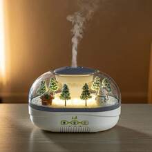 1pc USB Powered Simulated Raindrop Aroma Diffuser, Christmas-Themed Miniature Landscape Design, Warm Light Ambiance, 2 Timing Settings, Can Add Essential Oils, Compact Humidifier For Home & Office Use (Essential Oils Not Included) - White - View 12