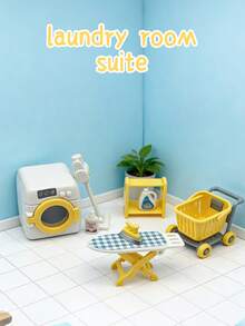 8pcs Mini Laundry Room Decor Set, Including Small Washing Machine, Laundry Cart, Detergent, Iron, Etc., Suitable As Desktop Decorations For Boys, Girls, Birthday, Christmas, Thanksgiving, Halloween And Other Holidays - Multicolor - View 3