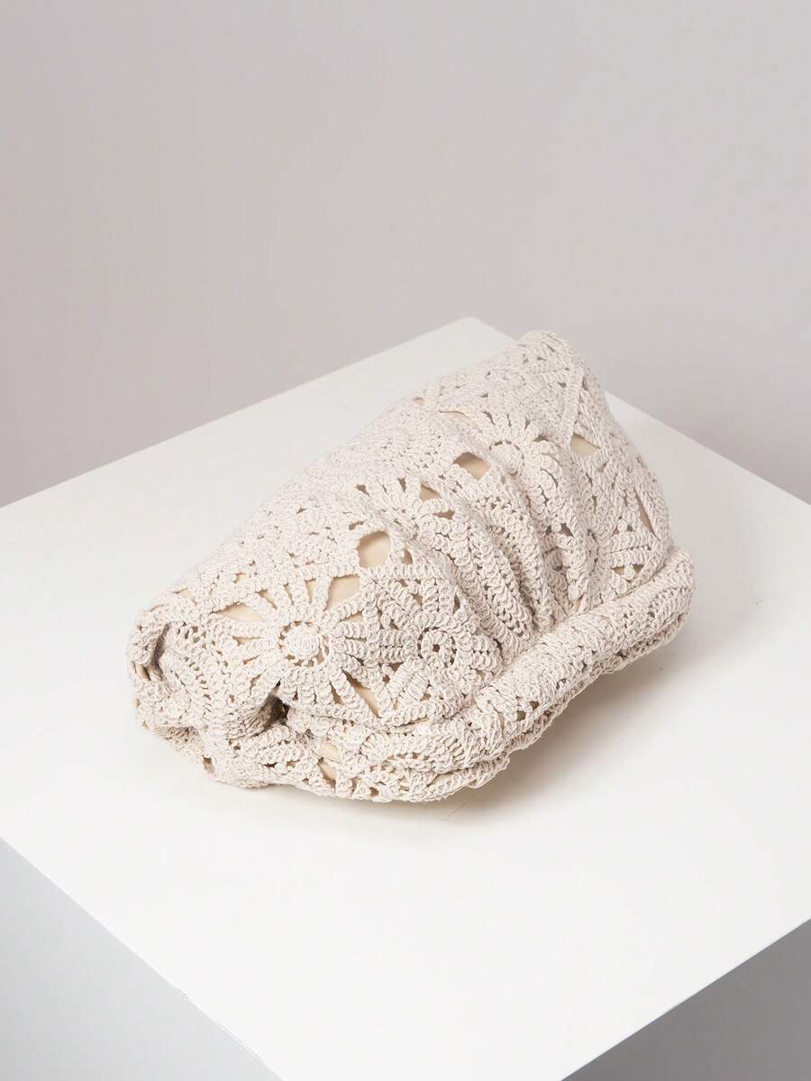 Túi xách cầm tay xếp ly hình đám mây, thích hợp cho tiệc tùng, họp mặt, hẹn hò, dạ hội (Họa tiết ngẫu nhiên) - Màu be - Xem 1