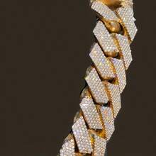 15mm Men's Cuban Chain Necklace With Ice Crystal Hip-Hop Rhinestones Dazzling Heavy-Duty Thick Chain Cuban Link Necklace Unisex Luxury Hip-Hop Jewelry Men's Chain Necklace Men's Cuban Chain Necklace - 金的 - 查看 8