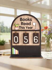 1 Set Wooden Annual Reading Tracker Decor - Can Record 999 Books, Coffee Color Annual Reading Tracker, Office Decor, Living Room & Bedroom Decor, Study Space Decor, Bookshelf Decor, Cabinet Decor, Desk Decor, Retro Decor, Bookstore Counter Decor, Room Decor, Home Decor, Gift For Bookworms, Perfect Gift For Book Lovers, Reading Challenge Gift, Home Accessory, Birthday Gift - Brown - View 5