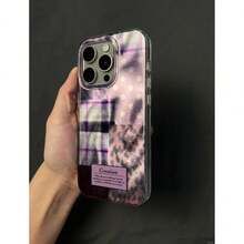 1pc Fashionable Purple Patchwork Leopard Print Foil Texture Phone Case - Compatible With Apple 17 Air, 16, 15, 14, 13, 12, 11 Pro Max Plus - Purple - View 4