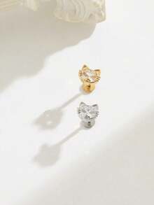 1pc Elegant Diamond Owl Stud Earrings, Suitable For Women's Daily Wear - Cat - View 1