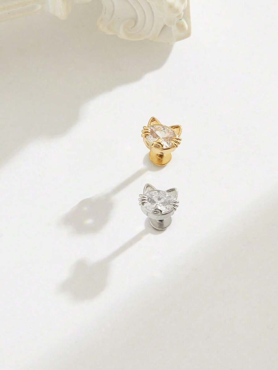 1pc Elegant Diamond Owl Stud Earrings, Suitable For Women's Daily Wear - Cat - View 1