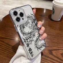 Simple Line Chinese Dragon Pattern Phone Case For Iphone 11 12 13 14 15 16 17 Pro Max Plus 17Air Transparent Simple Perfection Soft Cute Case Cover - Clear - View 9
