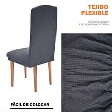 LABBA Fundas para Sillas de Comedor Elásticas Pack de 6 Piezas 65x47x47 cm Protectores Lavables y Removibles Marrón Oscuro - Gris Oscuro - Ver 5