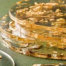 Bộ 4/6/7 miếng lót đĩa Acrylic chịu nhiệt mạ vàng/bạc, thích hợp cho nhà bếp, cốc, bình hoa, đồ trang trí bàn tối giản cho ngoài trời, tiệc tùng, sinh nhật, đám cưới, quà tặng - Nhiều màu - Xem 10