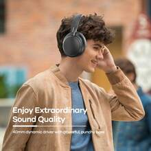 REMAX 降噪无线耳机，轻盈舒适，配备蛋白皮耳罩、可调节头带、40mm驱动单元带来沉浸式音效、3种EQ模式、19小时续航时间及有线模式，运动耳机，游戏耳机 - RB-100HB - 查看 6