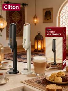 CLITON Battery Operated Milk Frother (Batteries Not Included) - For Coffee, Latte, Hot Chocolate, 3 Styles (Single Head/Classic Plastic/Upgraded Stainless Steel), 6 Colors (Black/White/Pink/Green/Red/Blue) - Perfect Gift For Christmas, St. Nicholas Day, Valentine's Day, New Year, Housewarming, Easter - Multicolor - View 3