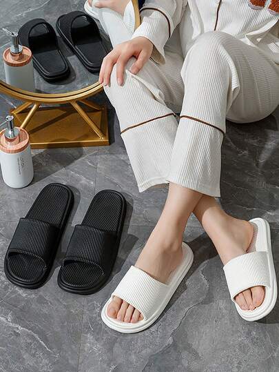 1 Pair Unisex Bathroom Slippers, Home Shower Sandals, Summer Non-Slip EVA Beach Flip Flops, Indoor Home Slippers For Women