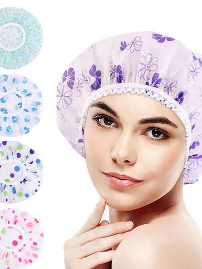 Kit 12 Peças Toucas Plásticas Acabamento de Banho Hidratação – Estampas Diversas - Elástico e Versão Alta Qualidade