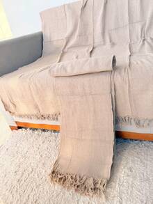 Set Of 2 Throws For Sofa Or Bed, 100% Cotton, Size 210x120, Decorative And Protective Cover For A New And Elegant Home - 沙 - 查看 4