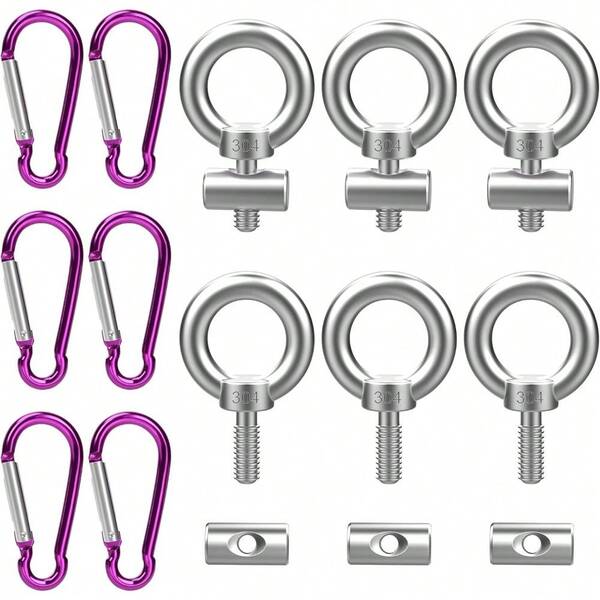 6 Set Keder Stopper Blocking Kit For Keder Rail Stopper Bolts End Stopper With 6 Carabiners Keder Rail Caravan Awning Hooks Keder Rail Accessories