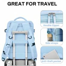 17-Inch Laptop Business Work Waterproof Backpack, Large Travel Backpack For Both Men And Women, Handbag, With Laptop Compartment, Suitable For Carry-On Luggage, Carry-On Luggage Box, Super Large Travel Backpack, Suitable For Business Trips, Travel Bag, Suitable For School, Suitable For Both Men And Women. - 淺藍色 - 查看 7