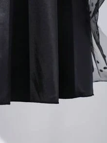 Summer Girls' Fashionable & Elegant Sequins Embellished Mesh Patchwork Dress - Black - View 8