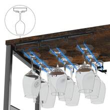 Mueble Bar de Vino 3 Niveles con Estante para Copas y Almacenamiento Multifuncional para Sala y Comedor - Marrón - Ver 5