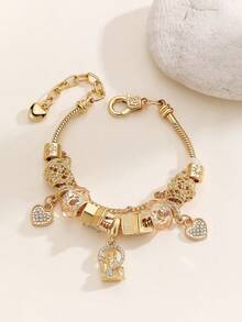 1条Y2K复古风手链，1条梦幻城堡手链，1条水钻爱心手链 - 彩色 - 查看 6