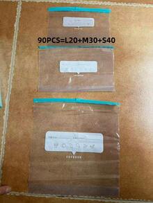 90入可重複使用密封食物儲存袋 (10大 + 15中 + 20小)，加厚冷凍袋，可微波，藍色，適用於長期食物保存與整理，透明PE拉鍊袋 - 彩色 - 查看 11