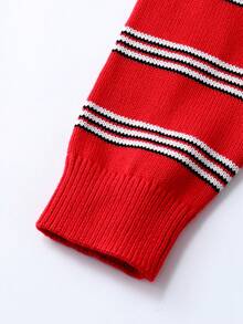 Annil [New Year's Outfit] Children's Round Neck Long Sleeve Sweater For Boys And Girls, Spring 2026 Style, Red, Pure Cotton Stripes - Maple Leaves Red - View 6