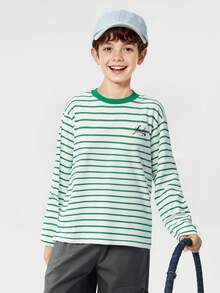 Balabala 2026 Kids Unisex Long Sleeve T-Shirt, Quick Dry, Spring 2026 Collection - White Green Tone - View 5