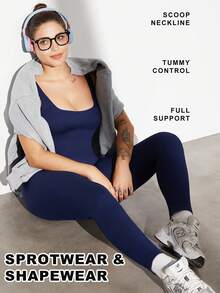 1件装女士无缝束腰连体衣，大码塑身衣 - 藏蓝色 - 查看 9