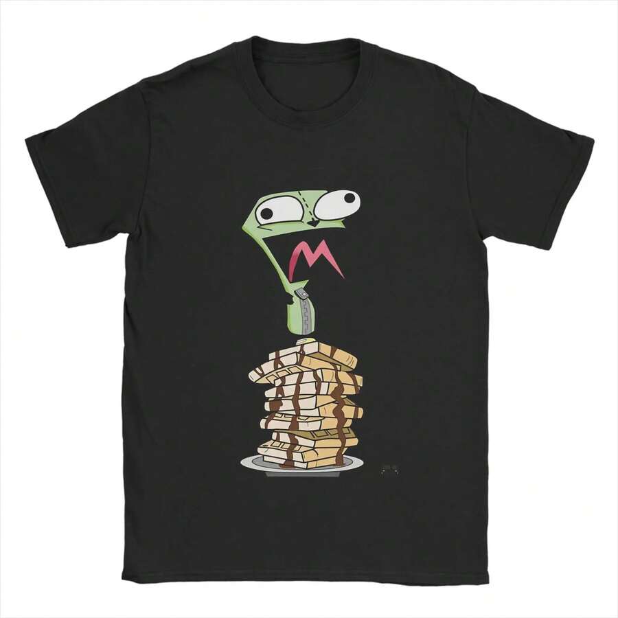 Invaders Zims Cotton T-Shirt For Man Summer Classic T Shirts O-Neck Leisure Tees Oversize Cheap Tops - màu đen - Xem 1