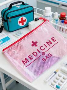 Medical Bag Pattern Mesh Cosmetic Bag, Portable Storage Pouch, Makeup Bag, Skincare Bag, Travel Essentials, Dorm Supplies, Bridal Party Gift, Large Capacity Transparent Nylon Zipper Makeup Bag - Lightweight, Medicine Storage Bag, Bathroom Storage Bag, Jewelry Storage Bag, Lip Gloss And Cosmetics Storage Bag, Perfect Gift And Souvenir For Birthday, Holiday, Party, Wedding (Bridesmaid), Valentine's Day And Ramadan - Multicolor - View 8