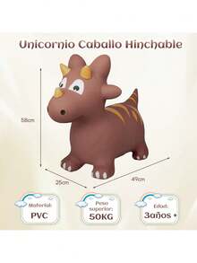 Unicornio Hinchable para Saltar Hinchable para Saltar, Inflables para Niños, Caballo Montable, Caballos de Juguete con Bomba, Juguetes para Niños 4-10 Años (Marrón - Triceratops),41014841 - Multicolor - Ver 2