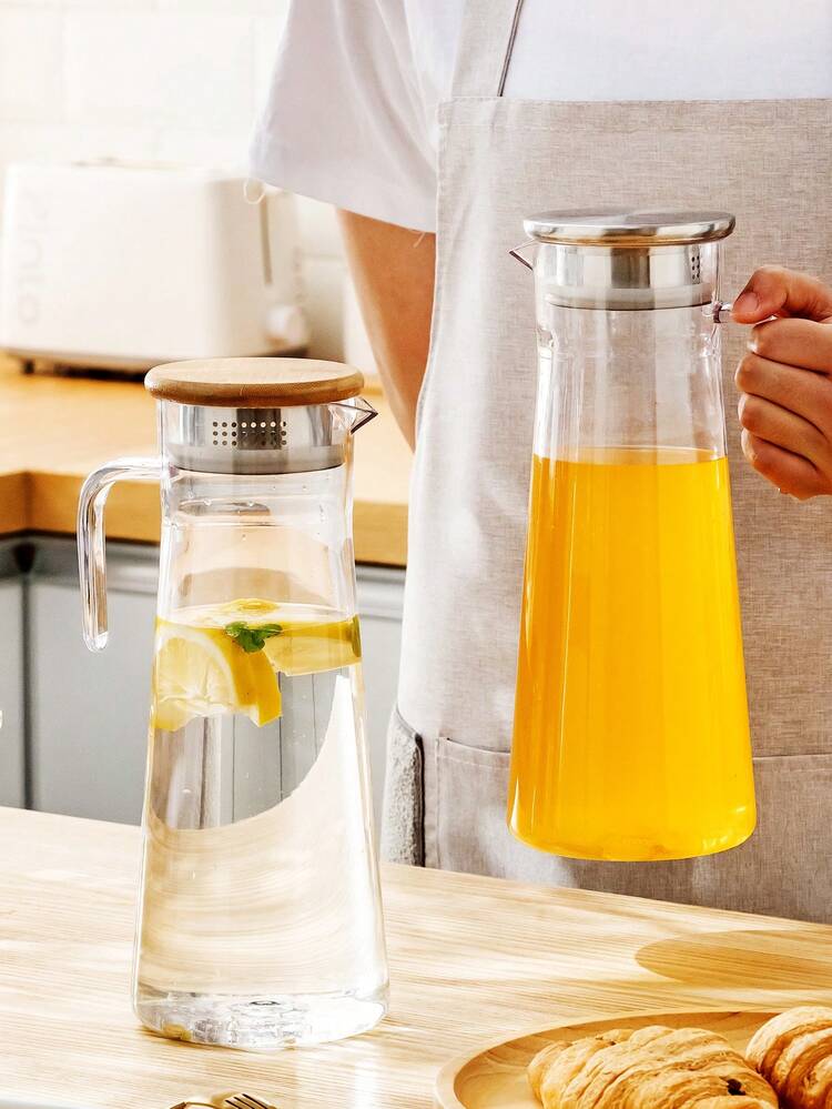 1pc Water Pitcher With Lid & Spout - Hot/Cold Beverages, Heat-Resistant, Ideal For Iced Tea, Lemonade, Refreshments - Multicolor - View 5