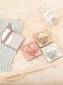 This Exquisite Square Folding Makeup Mirror With A Rose Pattern And 2x Magnification High-Definition Glass Is The Perfect Gift For A Beloved Mother, Aunt, Grandmother, Daughter, Niece, Sister, Bride, And Bridesmaid. Ideal For Holidays, Birthdays, Weddings, Mother's Day, And Valentine's Day. A Mini Mirror, A Pocket-Sized Vanity Mirror, Perfect For The Living Room Or Bedroom.,Cheap,Valentine's Day,Cheap Items,Travel,Travel Essential,Room Decor,Valentine's Gift,Cheap Stuff,Room,1 Dollar Items,Vacation Essentials,Gifts For Women,Bedroom,Valentine,99 Cent - 彩色 - 查看 1