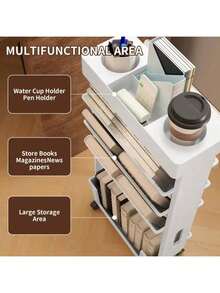 1 szt. Wózek do przechowywania na kółkach, biały/różowy, do domu/biura, regał wielopoziomowy, regał do przechowywania żywności, wielofunkcyjny, mobilny regał na książki z kółkami, odpowiedni do łazienki/biura/pralni/kuchni/wąskich przestrzeni, prezent świąteczny - A - Zobacz 5