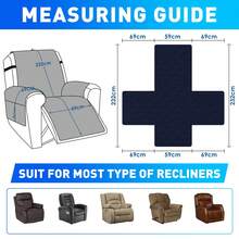 YSTYLE Large 1-Seater Relaxing Reclining Chair Cover, Waterproof Electric Reclining Chair Cover, Universal Armchair Cover, Armchair Cover With Side Pockets - Dark Blue - View 3