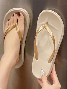 YOUMGL 男士夏季人字拖，防滑EVA人字拖凉鞋，户外鞋，沙滩鞋，拖鞋 - 香檳色 - 查看 3